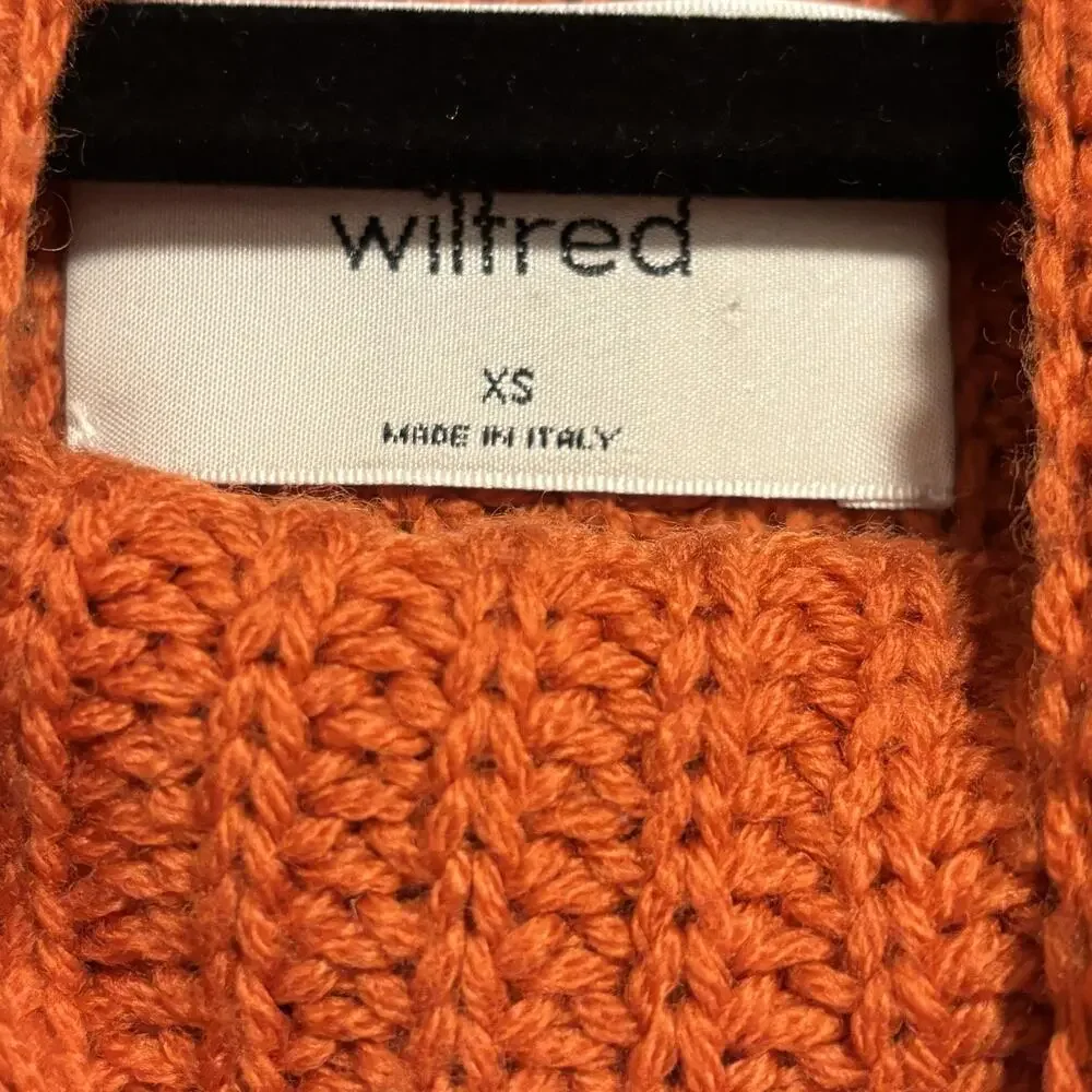 Wilfred Sweater Dress Womens XS Orange 100% Merino Wool Chunky Kint Aritzia